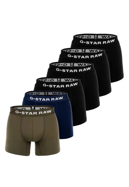 Боксерки с лого на талията - 6 чифта - Зелен/Черен/Син