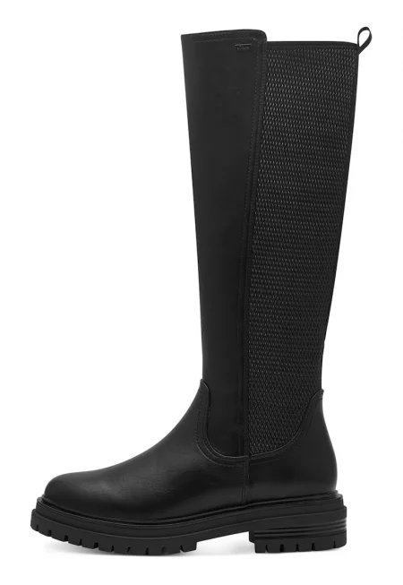 Ботуши до коляното с цип - Черен
