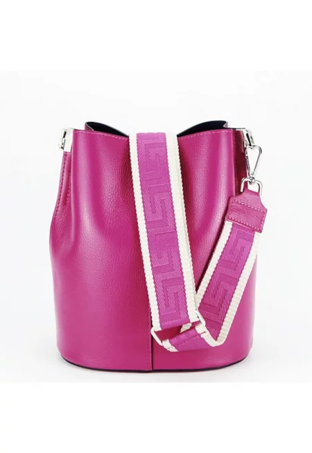 Чанта естествена кожа 8951 122 Кафява 14021 - Фуксия