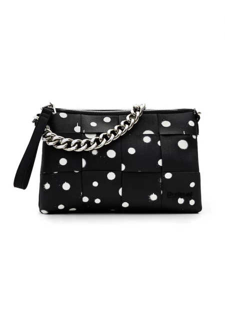 Чанта от еко кожа с десен - Черен