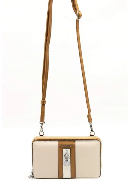 Чанта през рамо от еко кожа - Светло бежово/Камел