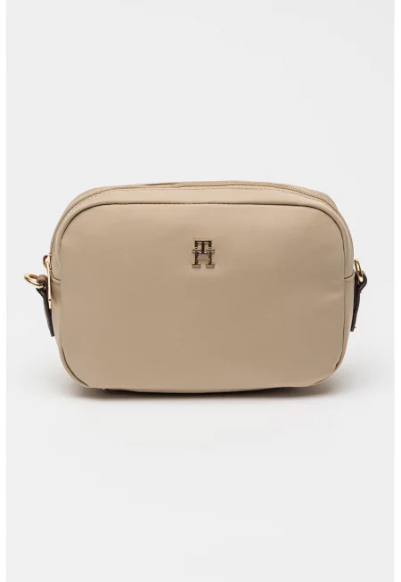 Чанта през рамо с лого - Светло кафяво