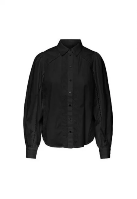 Дамска блуза -  Черна - Памук - Черен