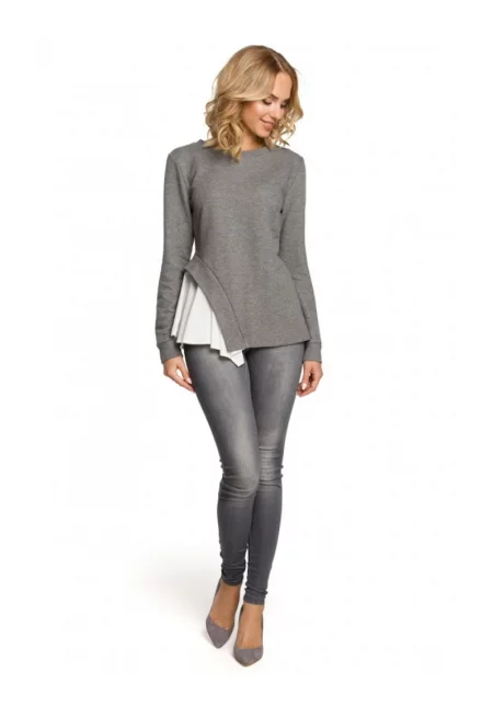 Дамска блуза -  Памук/Полиестер - Сива 98792