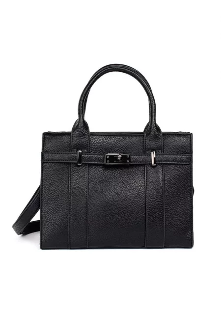 Дамска чанта  Shopper - черна - от полиестер - елегантна - практична - комплект.