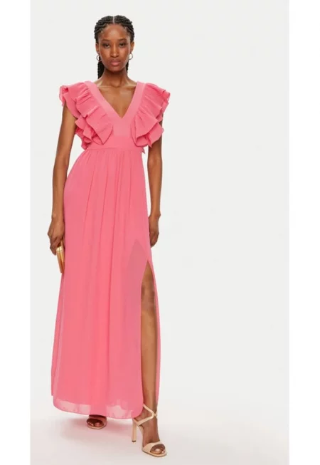 Дамска рокля -  91118 - Розова - Полиестер