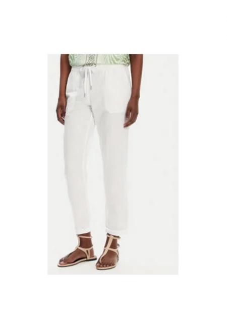Дамски панталон  14002404 - Лен/Памук - Бял - Бял