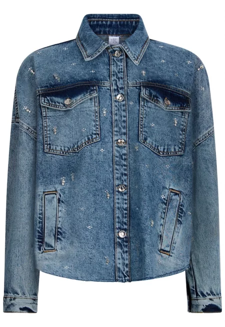 Дънково яке с паднали ръкави - Син