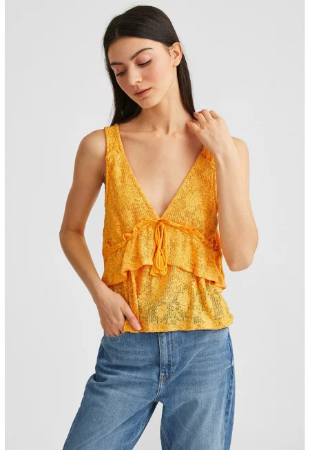 Дантелен топ с дипли