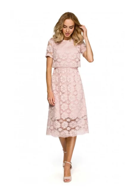 Дантелена миди рокля -  найлон/еластан