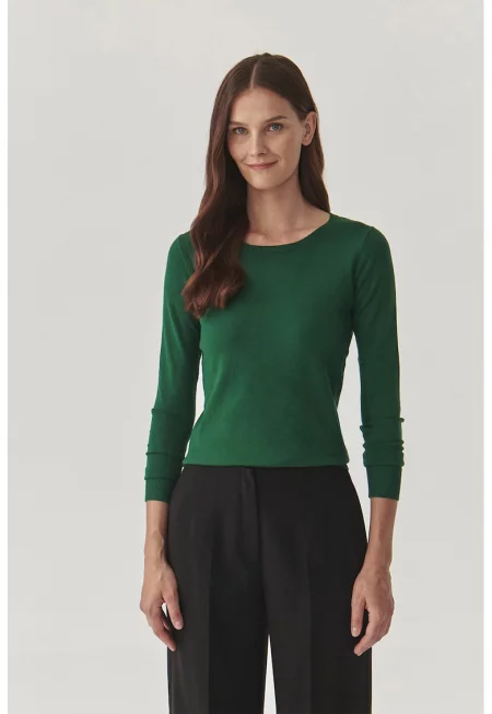 Фино плетен пуловер Tessini - Аква зелено