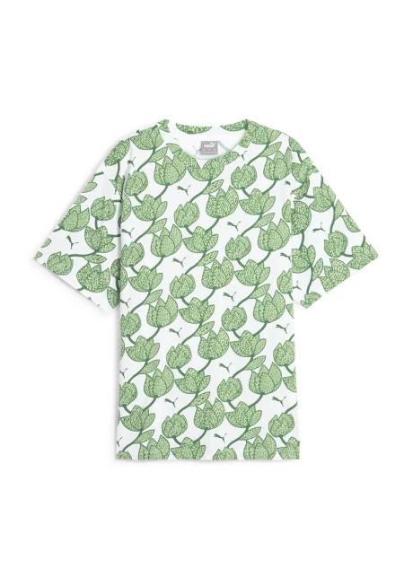 Флорална тениска Ess+ Blossom - Бял/Аква зелено/Шам фъстък зелено