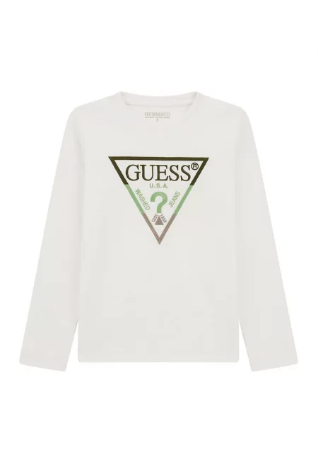 GUESS - Блуза с овално деколте и бродирано лого