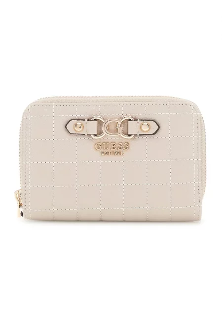 Капитонирано портмоне с цип - Бежов