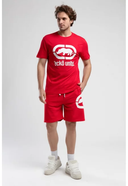 Къс панталон с връзка - Червен/Бял