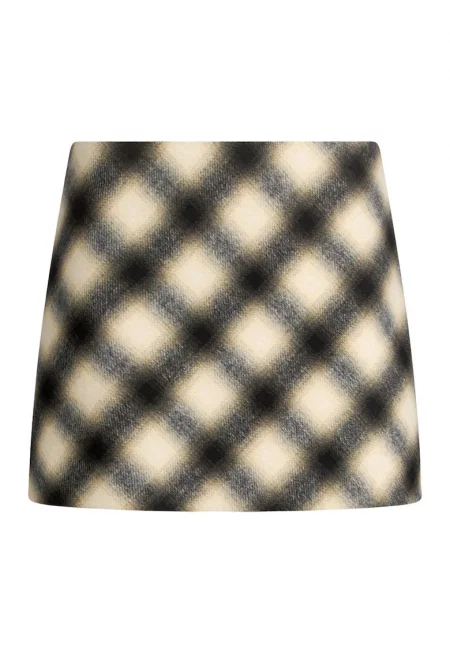 Къса пола на каре - Бежов/Тъмнокафяв
