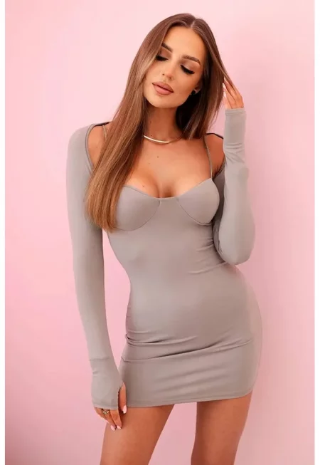 Къса рокля с тесни презрамки и болеро - Един размер