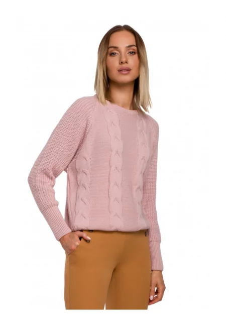 Класически  пуловер - акрил - полиамид - розов -