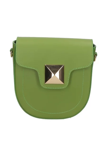 Кожена чанта през рамо с отделяща се презрамка - Светлозелен