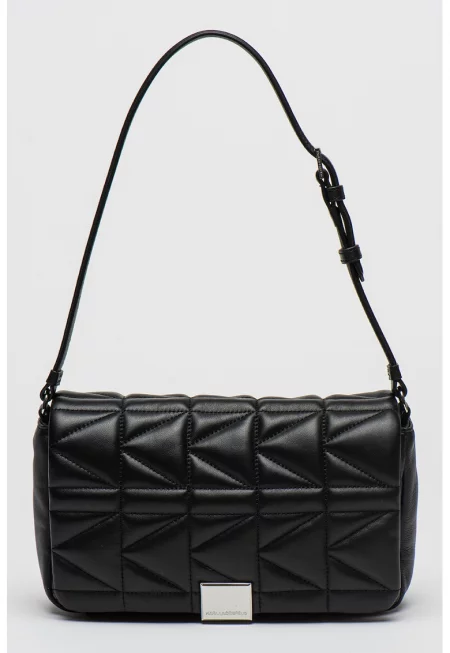 Кожена чанта за рамо Kuilt - Черен/Избеляло черно