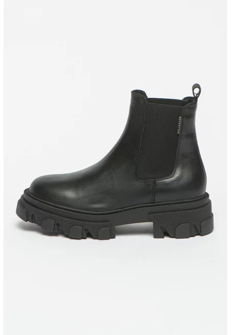 Кожени боти Chelsea с шагрен - Черен