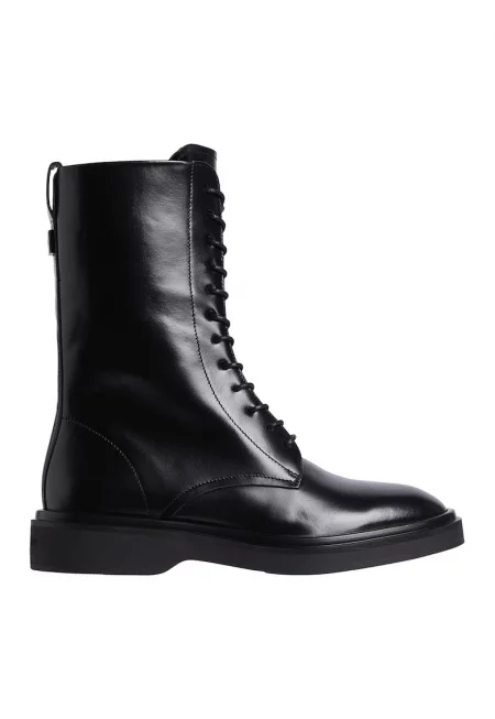 Кожени боти с цип - Черен
