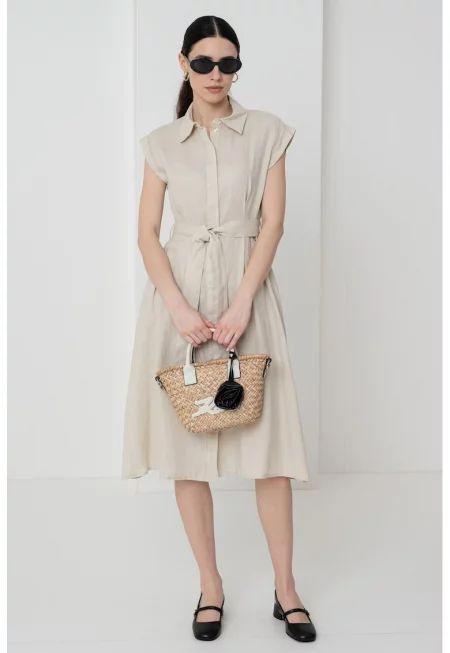 Ленена рокля с джобове