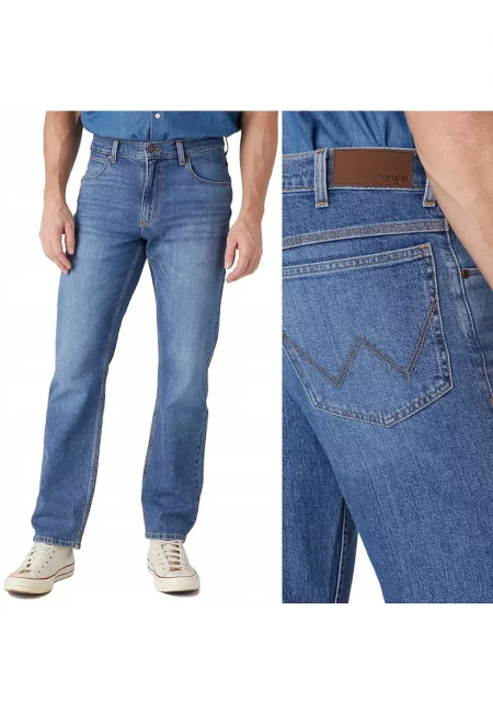 Мъжки дънки Wrangler Straight Blue Dawn W36 L34 - права кройка - ниска еластичност - син