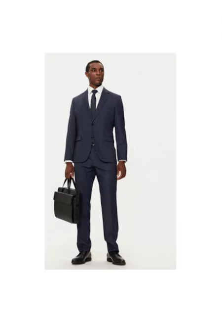 Мъжки костюм -  304240676 - Вълнен - Син