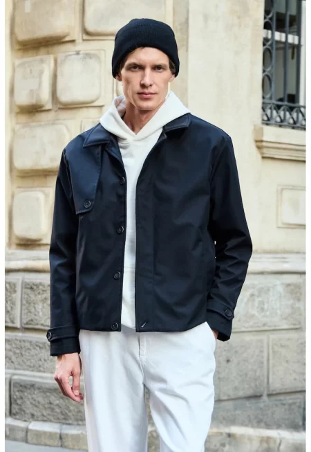 Мъжко яке  черно полиестер regular fit