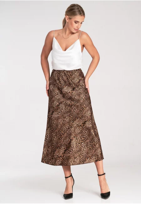 Миди пола  леопард - полиестер - многоцветна - модел M1087 - SM