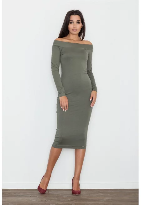 Миди рокля M558 -  зелена - вискоза