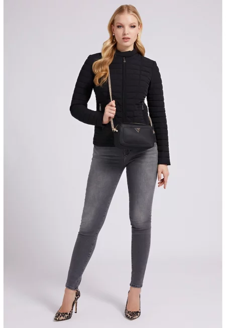 Олекотено капитонирано слим яке - Черен