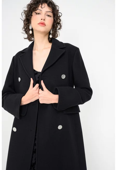 Палто Fenis с двуредно закопчаване - Черен