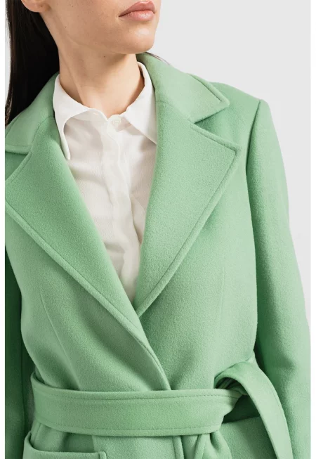 Палто от необработена вълна с джобове