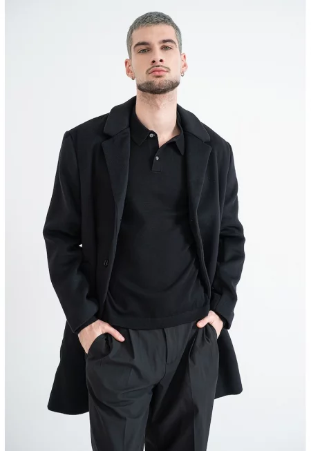 Палто с вълна - Черен