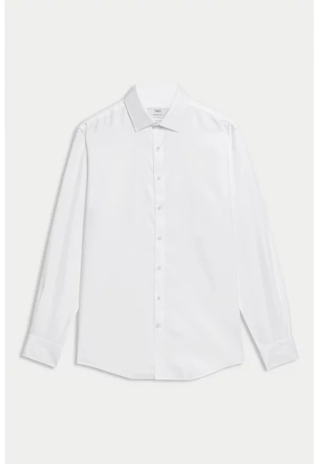Памучна риза със стандартна кройка - Бял
