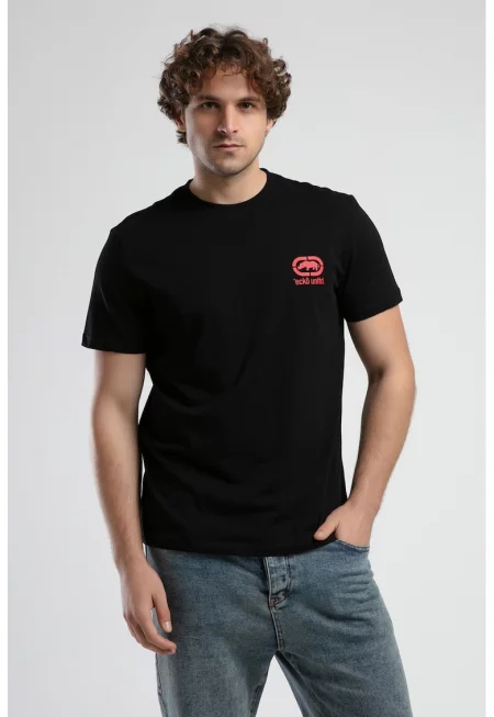 Памучна тениска с лого - Червен/Черен