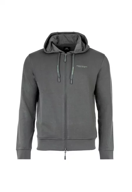 Памучно худи с цип - Сив