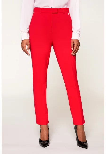 Панталон с висока талия и стеснен крачол - Корал