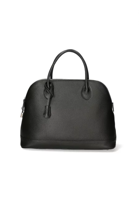 Pebbled Leather Bowler Bag