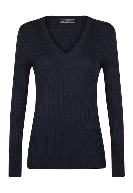 Плетен пуловер с шпиц