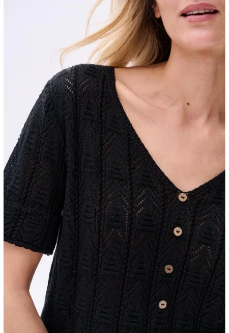 Плетена блуза с V-образно деколте