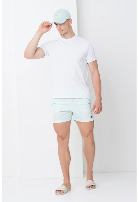 Плувни шорти с връзка и джобове встрани - Ментово зелено