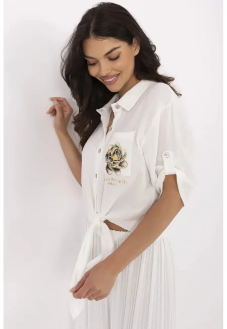 Полупрозрачна риза с джоб на гърдите - Един размер