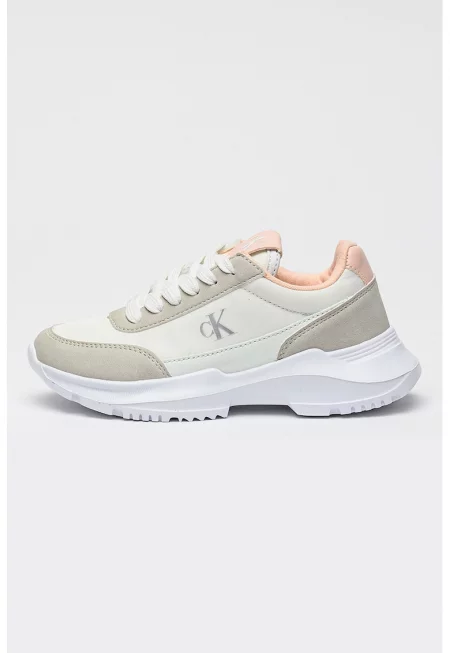 Полускосени спортни обувки с монограм - Сив/Мръснобял