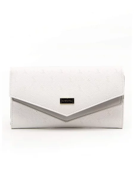 Портмоне от еко кожа - Бял/Светло сив