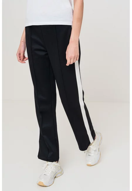 Прав панталон с еластична талия - Черен