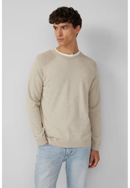 Пуловер от памук с овално деколте