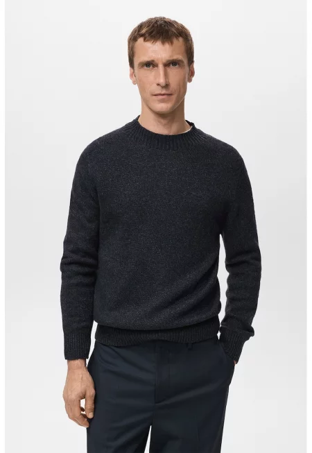 Пуловер с вълна с овално деколте - Ултрамарин синьо